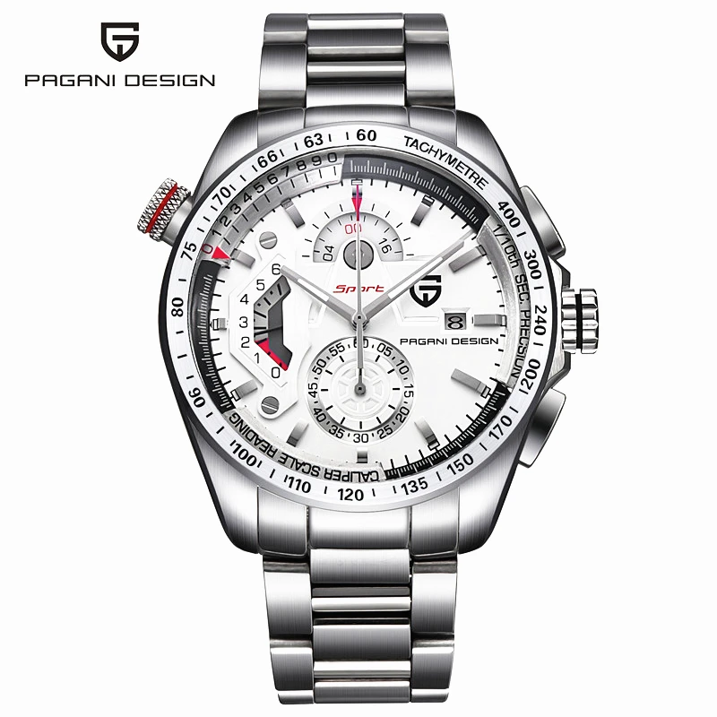 Часы Pagani мужские спортивные кварцевые водонепроницаемые из нержавеющей стали
