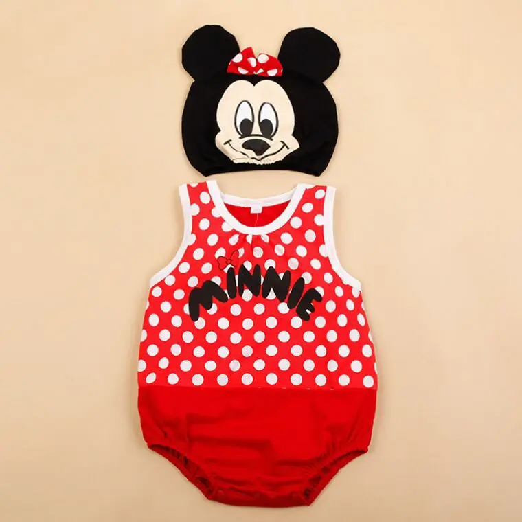 

Disney Mickey Mouse sleeveless Triangle briefs baby Bodysuits Cartoon Cotton baby boy One-Pieces Newborn Thin baby girl romper