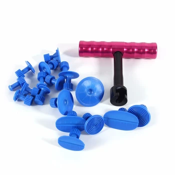 

1 Set Of Car Body Paint-Free T-Bar Dent Repair Removal Kit Tool Puller Lifter With 18 Sets Of Blue Accessories Car Tools