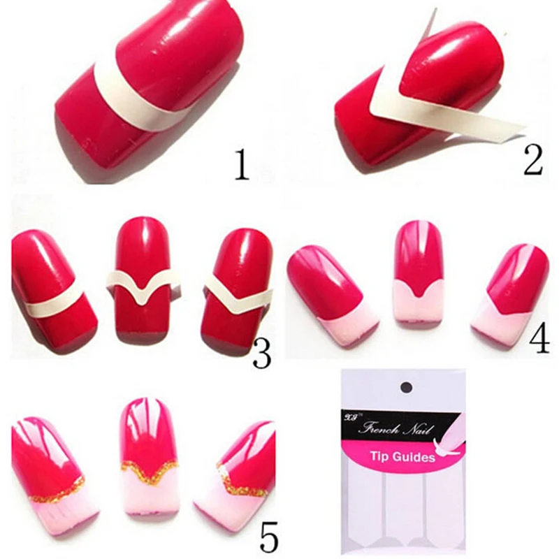 

1 Sheet DIY Nails Guides Tips Sticker 3 Style French Manicure Nail Art Decals Form Fringe Styling Tools for Women Girls