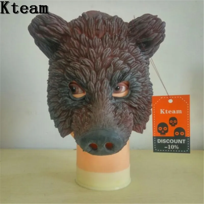 

2018 Halloween Party Cosplay Celebration Fancy Dress Full Face Cosplay Costume Latex Brown Bear Mask for Carnival Animal Mask