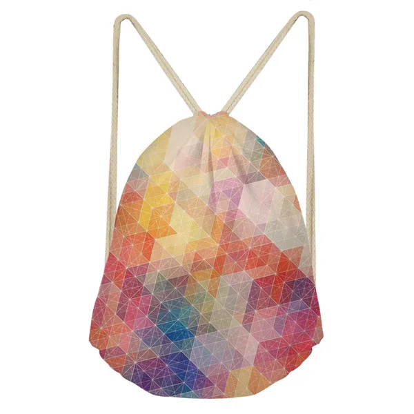 TWOHEARTSGIRL Для женщин геометрический Drawstring сумка Функция рюкзак Мини Рюкзак Дети Мальчики Девочки плечо назад Красочные пляжная сумка - Цвет: L535Z3