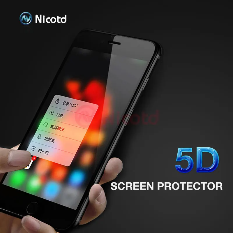 Nicotd 5D Volle Abdeckung Rand Gehärtetem Glas Für iPhone 8 7 plus 9 H 3D/4D Curved Screen Protecto