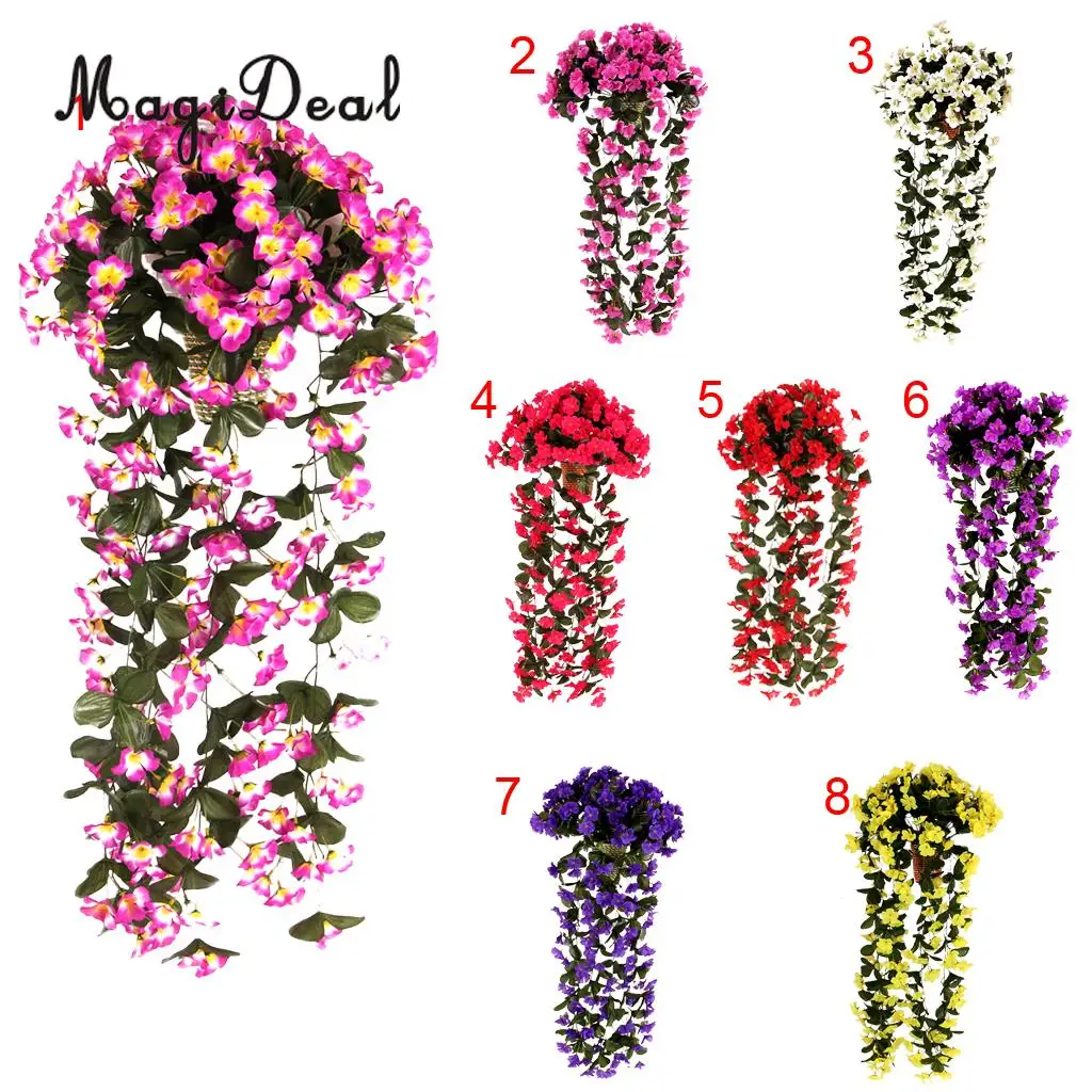 

MagiDeal Artificial Flower String Hanging Rose Red Violet Fake Natural Flower In&Outdoor Wall Home Decor