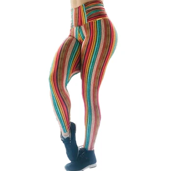 

2019 3D printed Color stripe Fitness & body building Pants women workout leggings adventure time high waist big size leggings