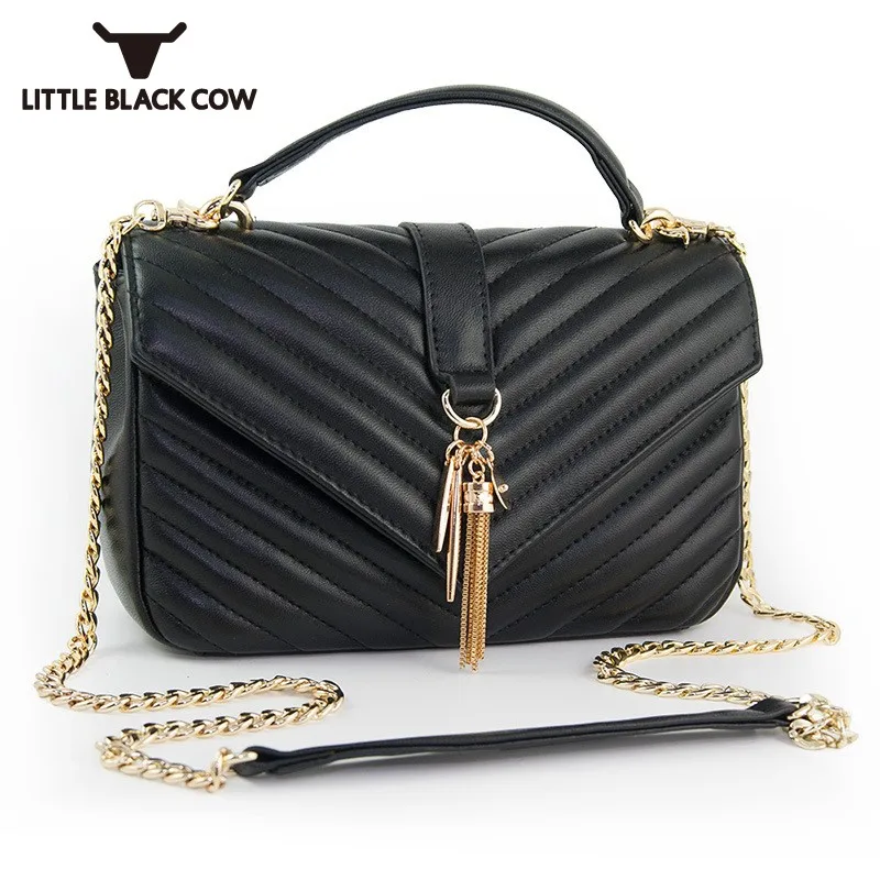

Brand New Women Sheepskin Leather Handbag Chain Tassels Office Ladies Packing Shoulder Bag Luxury Flap Sling Messenger Bags Pink