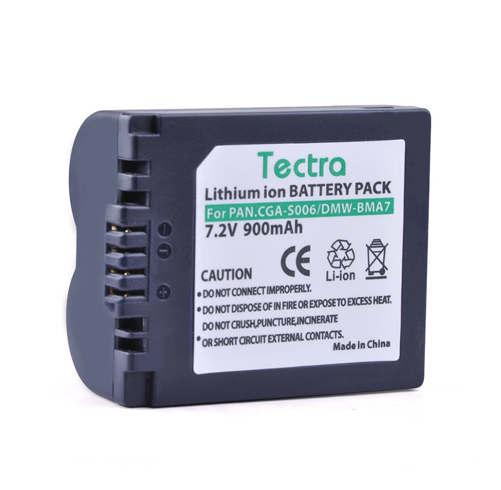 Tectra 3 шт. DMW-BMA7 CGA-S006 S006 S006A CGR-S006E Li-Ion Батарея для цифрового фотоаппарата Panasonic Lumix DMC-FZ7 FZ8 FZ18 FZ28 FZ30 FZ35 FZ38 FZ50