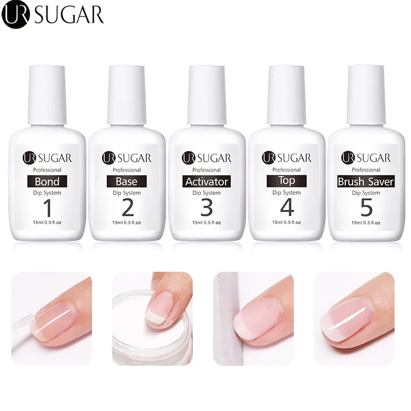  UR SUGAR 15ml Dipping Nail Powder System Liquid Clear Base Activator Top Nail Art Dip System Liquid