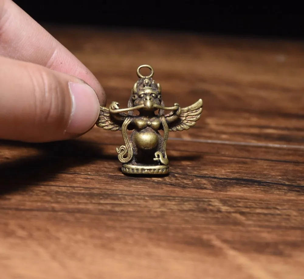 

Tibet Buddhism Bronze Redpoll Winged Garuda Bird Eagle Buddha Statue Pendant