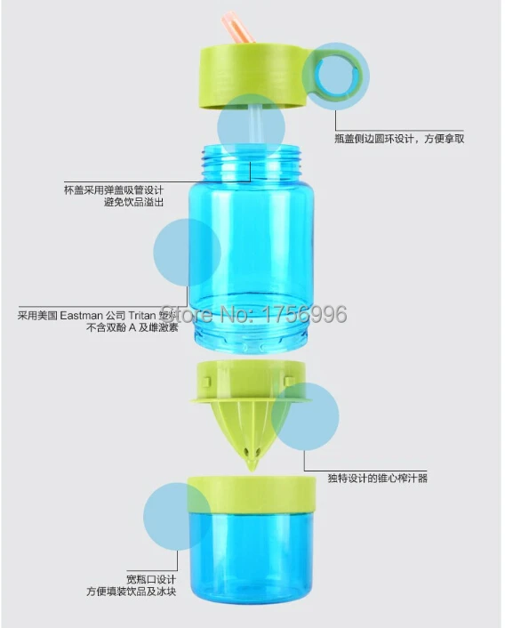 Высокое качество Тритан Детские лимон бутылка для бутылки с водой соломы Бутылки для воды Bpa бесплатно не фталат спортивные бутылки