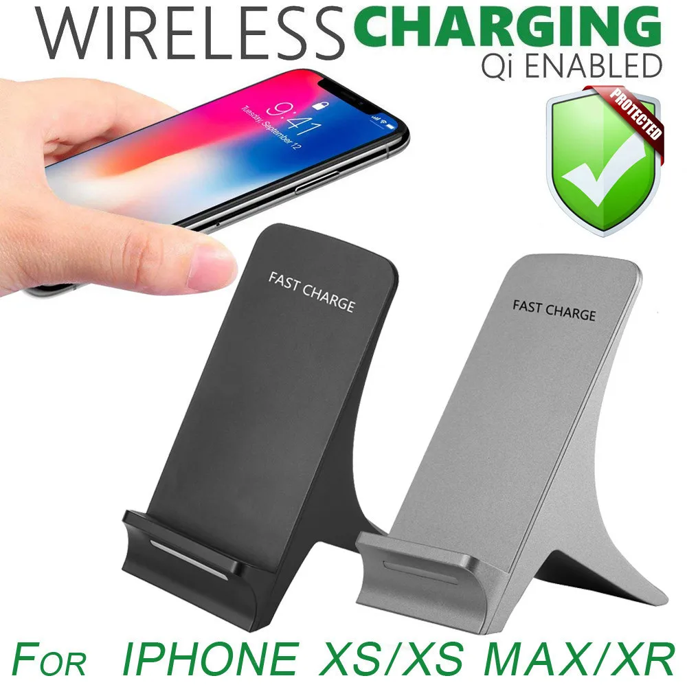 

Qi Wireless Fast Charger 3-Coils Charging Stand Dock 2018 Fast Charge Three Coil Wireless Charger For Iphone XS / XS Max/ XR