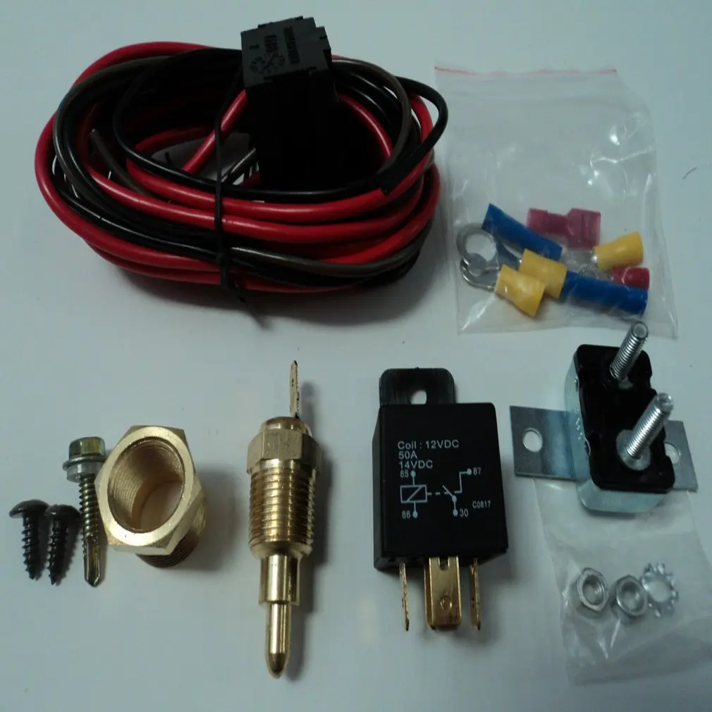 

Universal Temperature Switch Sensor Engine Radiator Thermostat 50A Relay Kits On At 185 And Off At 170