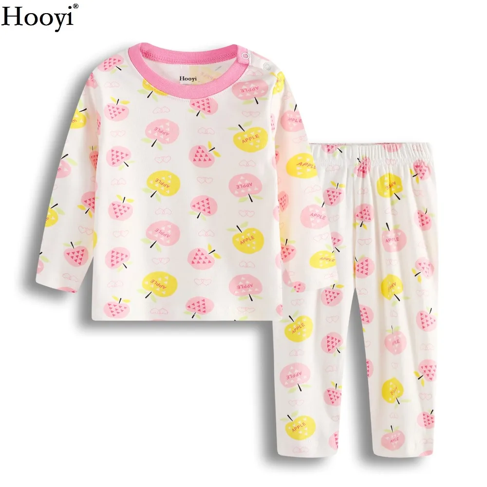 Hooyi Newest Baby Girl Home Clothes Sets Fashion Pink Cake Girls Pajamas Suit Butterfly Infant T-Shirt Trouser Sleepwear 0-2Year