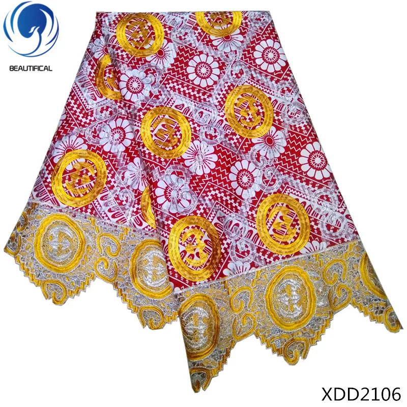 

BEAUTIFICAL Ankara Wax Mix With Lace Embroidery Guipure Cord lace Wax Fabric African Wax Lace Fabric for wedding 6yards XDD21