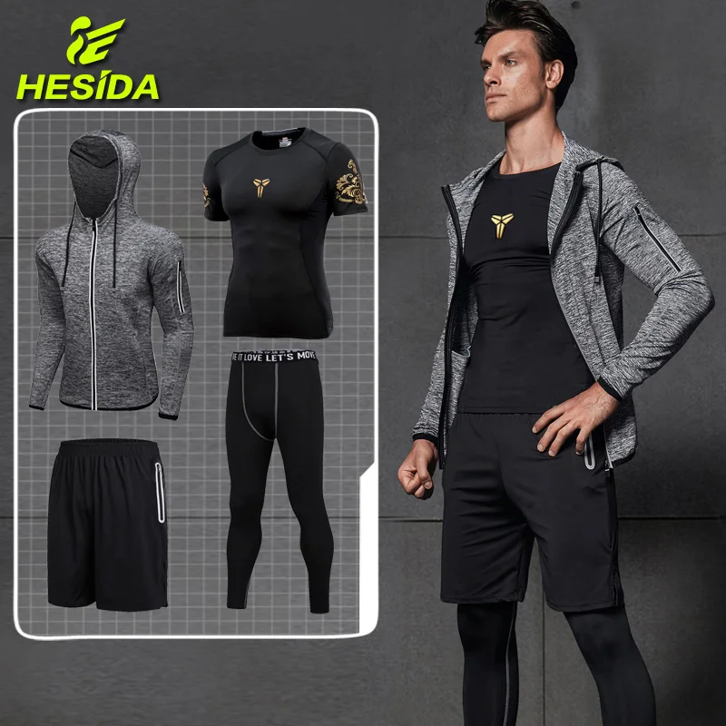 

Sport Suit Compression Set Running Clothes Sport Jogging Suits Tights Workout Fitness Traning Tracksuit Dry Fit Men's Sportswear