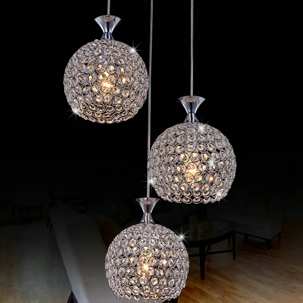 

MAMEI Free Shipping Modern K9 Crystal Pendant Lamps In Ball Design For Dinner Room