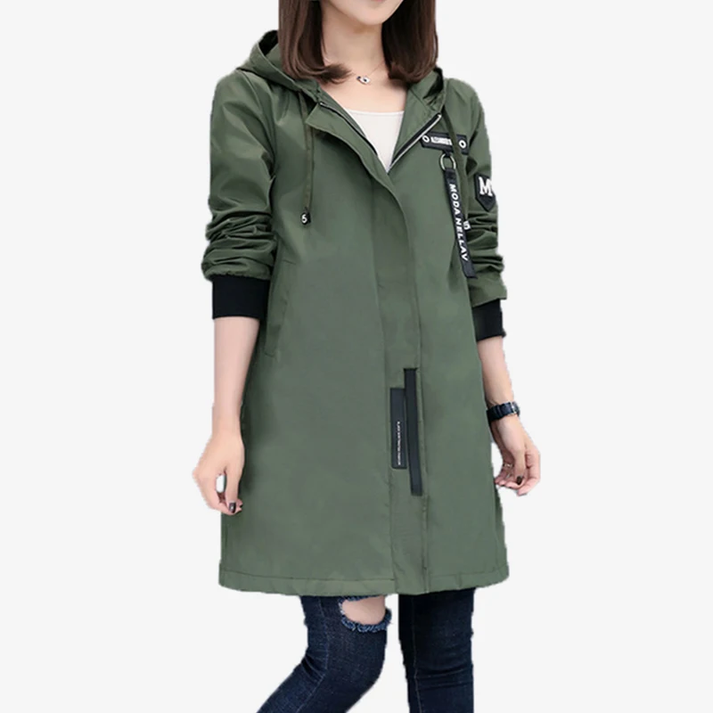 

Women's Harajuku Hooded Loose Trench Coat Casual Streetwear Female Trenchs Plus Size 2XL 2019 Spring Woman Windbreaker Outwear