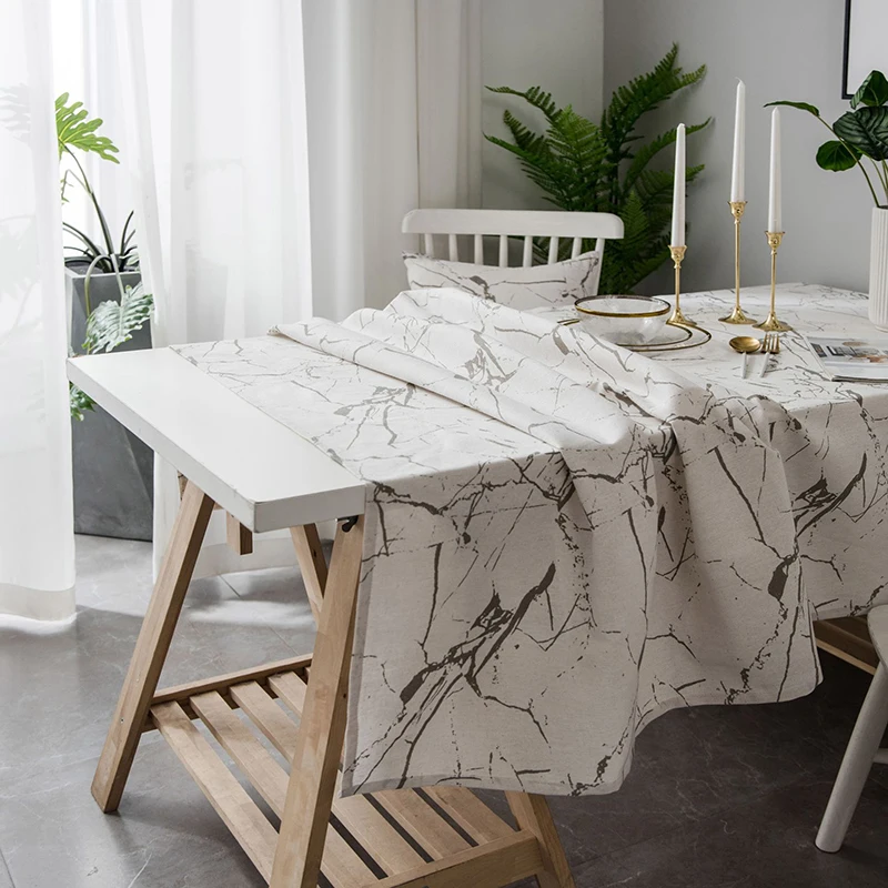 

Simanfei Geometry Marble Pattern Cotton Linen Waterproof Tablecloths Decorative Home Decor Table Cloth High Quality tablecloth