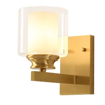 

Creative Nordic LED Wall Light Fixtures Bathroom Mirror Lights Copper Wall Sconces Lamp Glass Arandela Bedroom Home Lighting