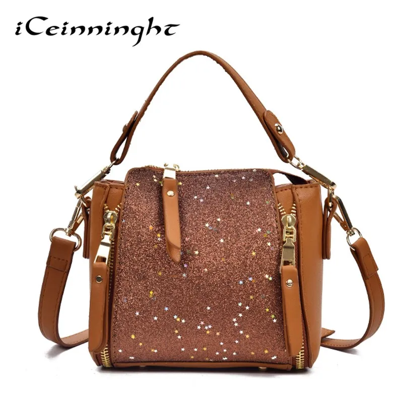 

iCeinnight Bright Leather Solid Patent Leather Bags Women Fashion Luxury Handbags Casual High Quality Shoulder Messenger Bags