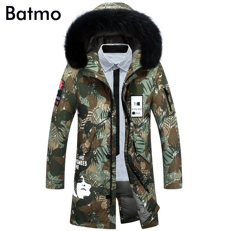 BATMO Новое поступление зимняя высококачественная теплая камуфляжная куртка с капюшоном на сером утином пуху мужская зимняя куртка