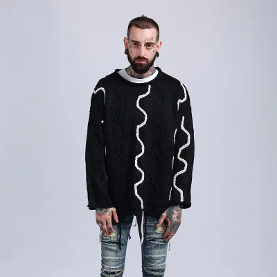 Steampunk Casual Men's Sweater O Neck loose Knittwear Mens