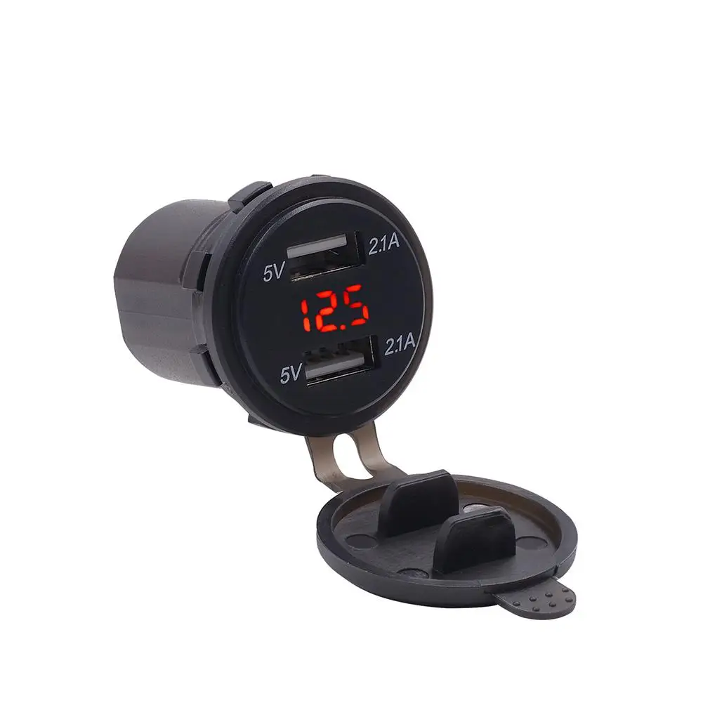 

Dual USB Voltmeter Display Cigarette Lighter Socket Plug Car Charger Adapter Dual USB Ports