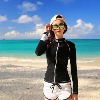 

3 pcs/Set Rash Guard Women Swimming Suit Surf Swimwear Bathing Suits 2018 Long Sleeve Anti-UV Maillot De Bain Femme Rashguard