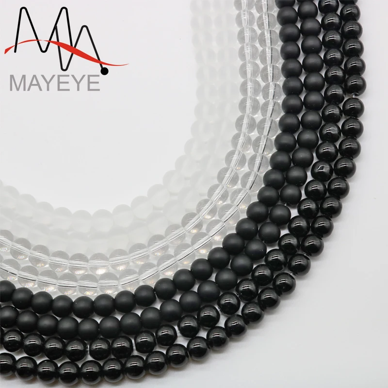 

Free shipping Wholesale Round Dull Polish Glass Black and white Matte Beads for Jewelry Making 4MM 6MM 8MM 10MM 12MM