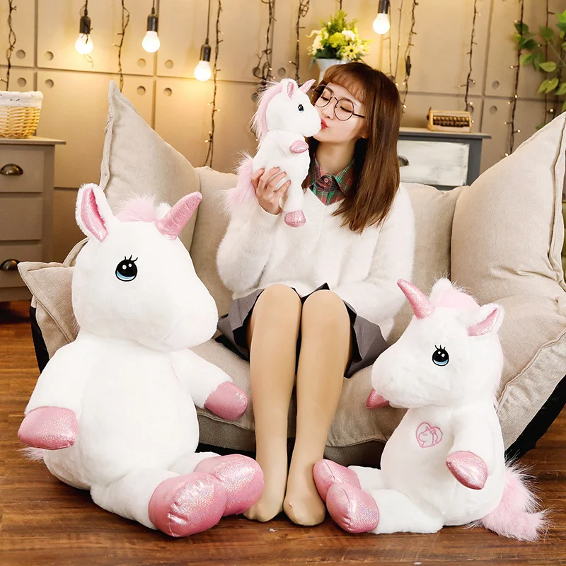 1pc35/65/85cm Kawaii Unicorn Plush Toys Giant Stuffed Animal Horse Toys for Children Soft Doll Home Decor Lover Birthday Gift
