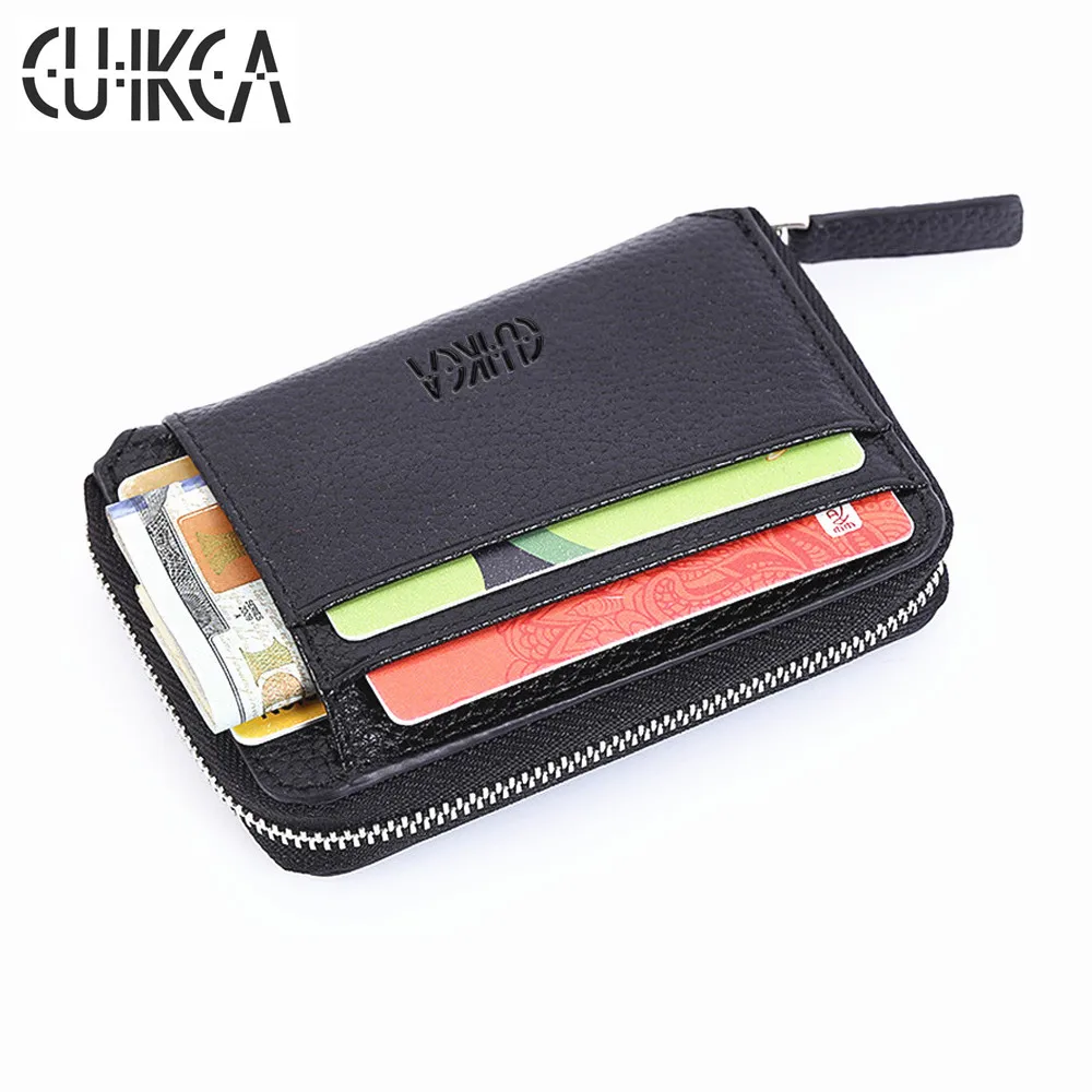

CUIKCA New Fashion Wallet Women Men Zipper Wallet PU Leather Small Short Wallet Coins Purse ID Credit Card Holders Card Cases