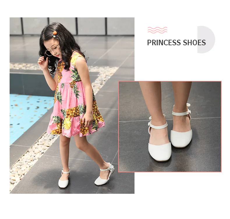 Новые детские сандалии для принцессы; Свадебная обувь для девочек; модельные туфли на низком каблуке 1,5 см; белые туфли из искусственной кожи для девочек; цвет желтый, розовый