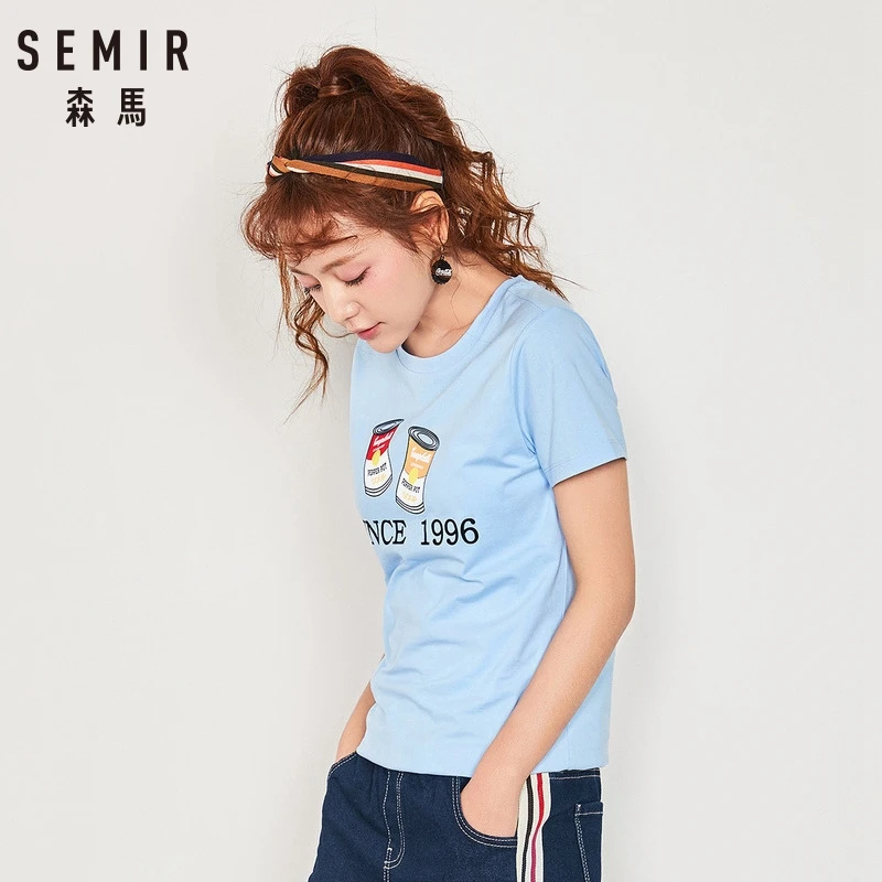 SEMIR женская футболка с коротким рукавом мотивом принтом топы Летняя Модная