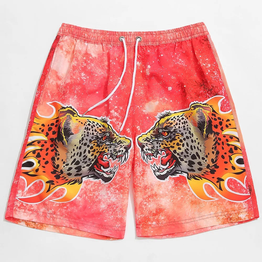 2019 летние тонкие быстросохнущие мужские пляжные шорты С Рисунком Тигра впитывающие влагу пляжные брюки Masculino