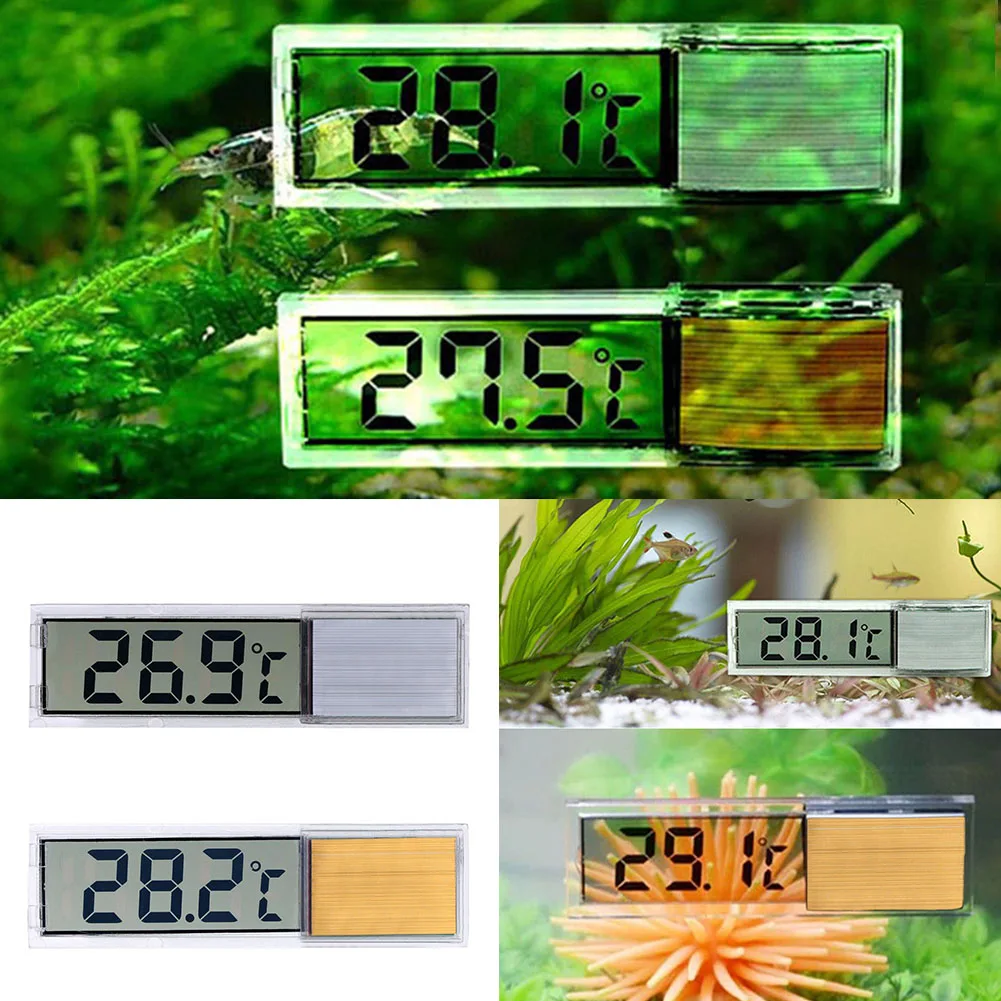 Мини-размер, золото, серебро, пластик, металл, 3D цифровой электронный термометр для аквариума, измеритель температуры аквариума, термометр для помещений и улицы