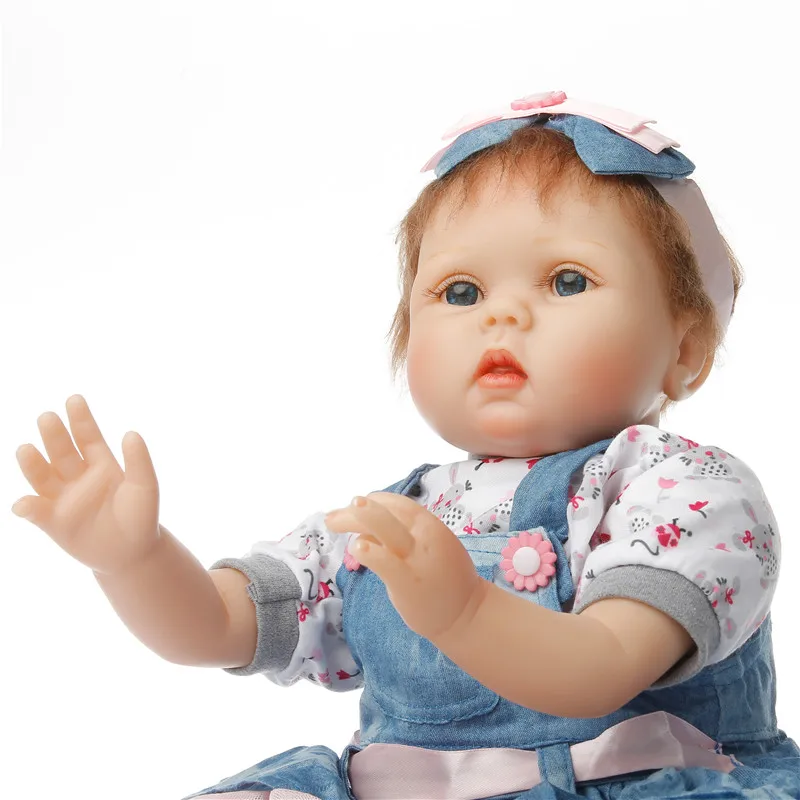 

SanyDoll Hot New Reborn Silicone Baby children's toys Magnet Pacifier 22 inch 55 cm Cute cowboy dress doll