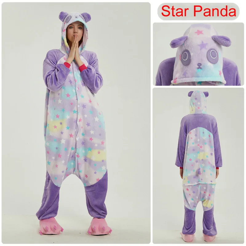 

Kids Kigurumi Panda Pajamas, Rainbow Kigurumi Pajamas Onesie For Boys Girls Star Cartoon Panda Sleepwear Costume Fleece Pajamas