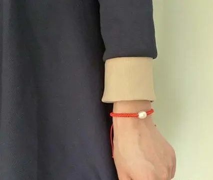 8-9 мм большой размер регулируемый натуральный пресноводный жемчуг браслет модные ювелирные изделия с красной счастливой тесемка, нитка, 30 шт./партия