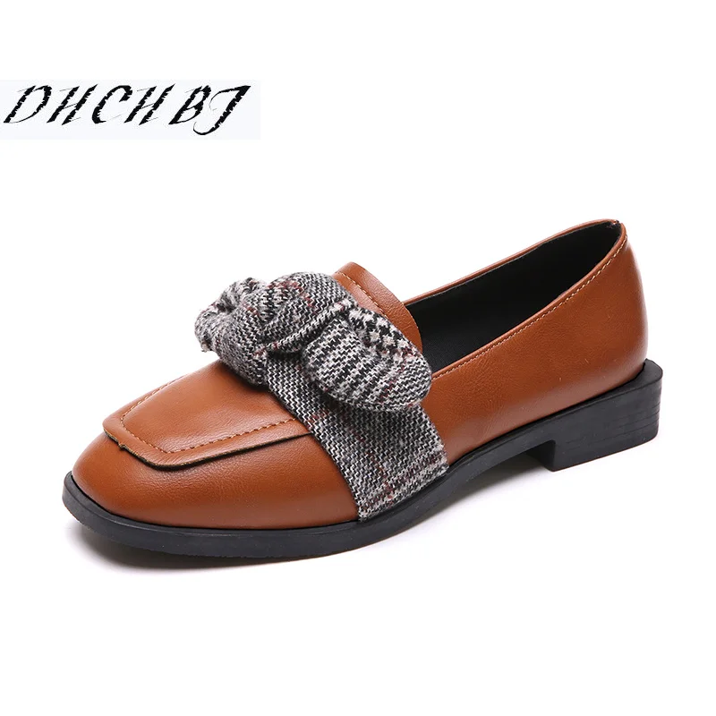 Womens Oxfords Shoes Slip on Pu Oxfords for Women Flats Bowtie Casual