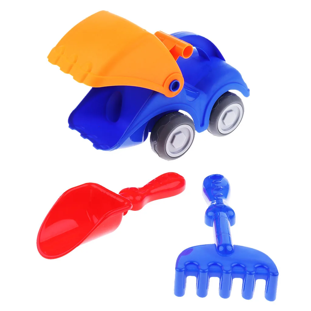 Seaside Sand Car Truck Shovel Bucket Beach Tools Kids 3Pcs Shovel car set