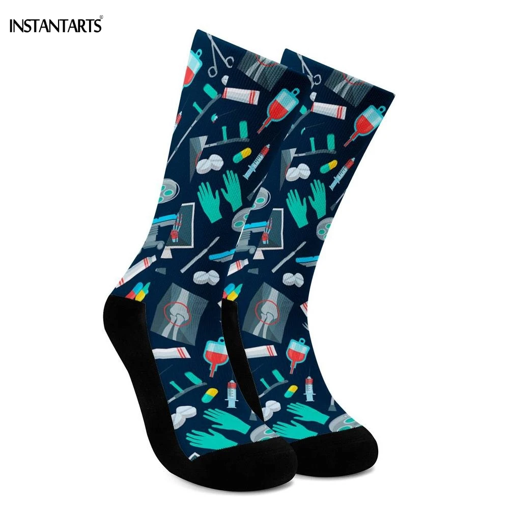 

INSTANTARTS 3D Nurse Surgeon/Medical Equipment Printed Cycling Socks Woman Man Breath Athletic Sports Socks Running Hiking Socks