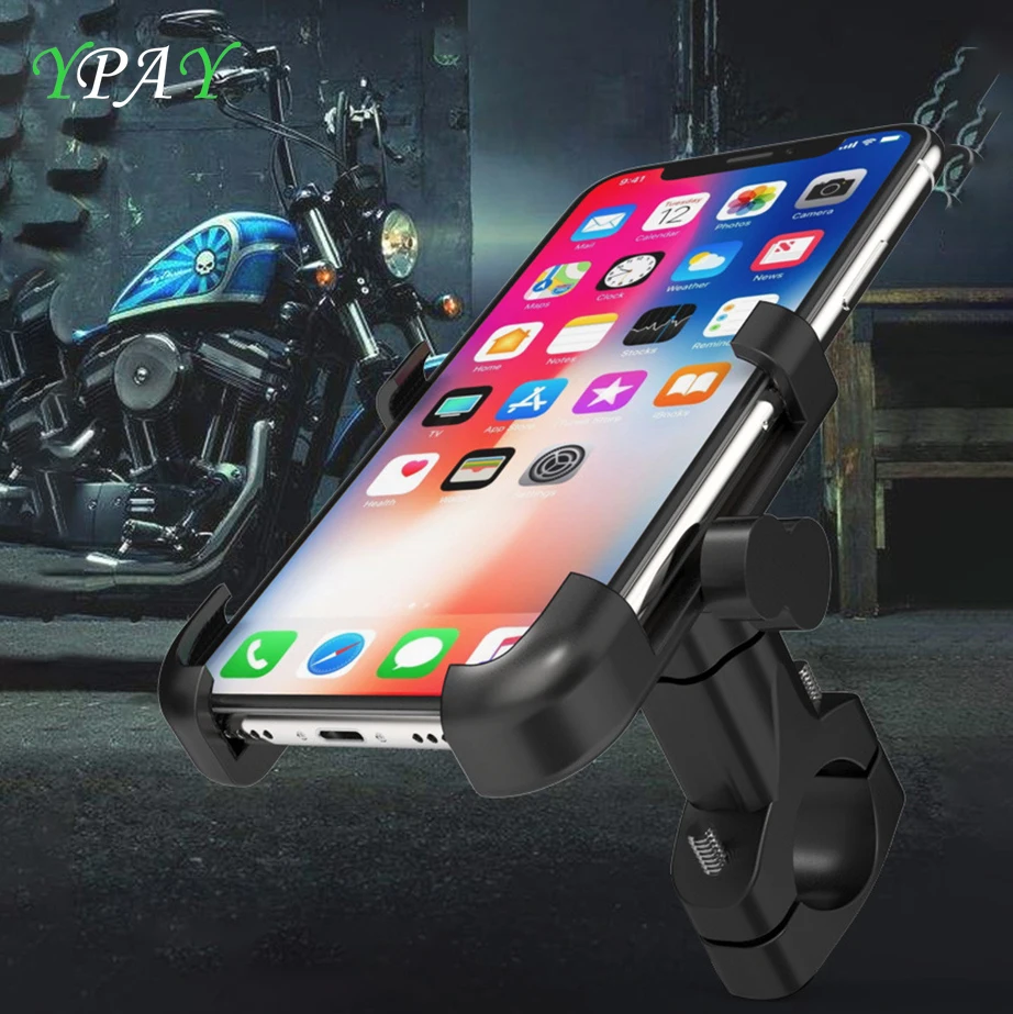 

YPAY Aluminum motorcycle rearview mirro Phone Holder for 4-6.2 inch phone mount With USB Charger bike Handlebar Bracket Stand