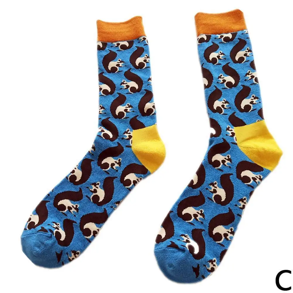 Мужские носки без пятки в стиле Харадзюку, носки с персонажами мультфильмов Kawaii, женские носки с изображением гриба, белки, насекомых, хлопковые носки для пар, Mujer Meias - Цвет: squirrel