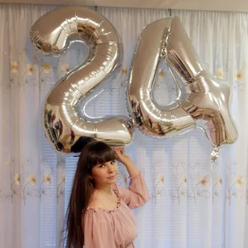 

40inch silver rose gold foil Number balloons birthday party decorations kids blue pink figure Air globos celebratation large toy