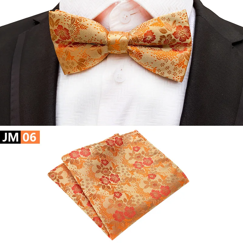 Распродажа формальный коммерческий свадебный галстук бабочка галстук-бабочка красный мужской свадебный галстук-бабочка Карманный квадратный носовой платок набор для мужчин - Цвет: JM-06