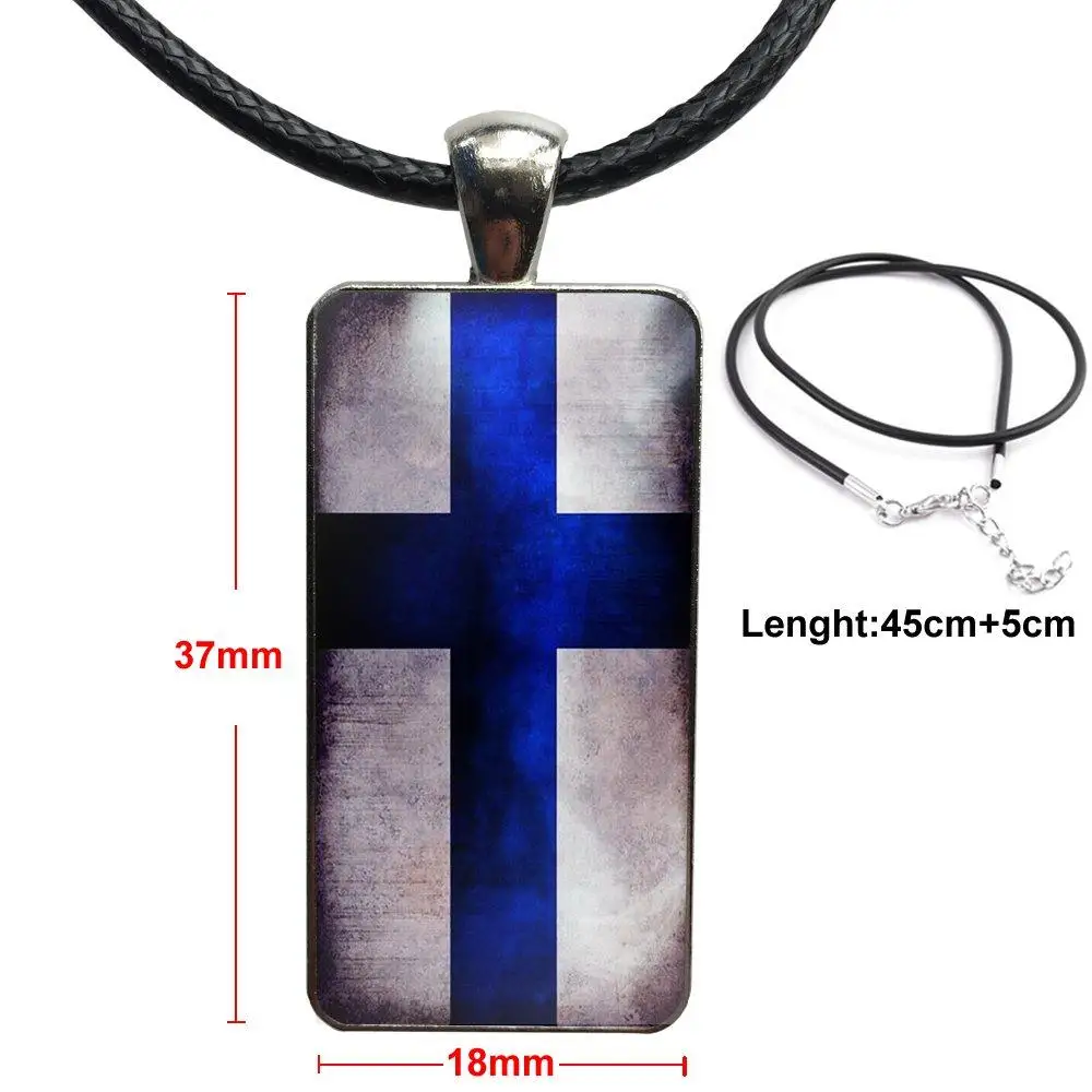 Модный стеклянный подвесной брелок прямоугольное ожерелье колье ожерелье ювелирные изделия для женщин дети флаг Финляндии