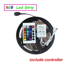 Free shipping 5M/roll 60led/M led strips smd 3528 DC12V safe led bar light plus 24Key IR remote controller with DC wire