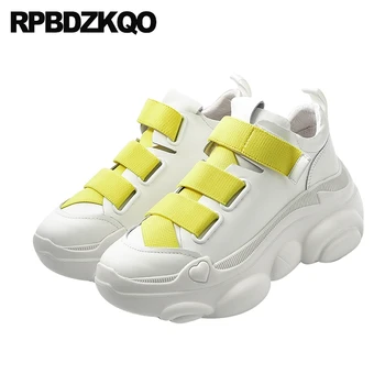 

Heart Women Thick Sole White Genuine Leather Sneakers Wide Fit Shoes Ladies Muffin Luxury Elevator 2019 Wedge Trainers Platform