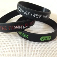 Пользовательские Сплошной Черный Браслет Логотип Слова текст отпечаток, 202x12x2 мм браслет кремния, акция подарок. 50 шт./лот