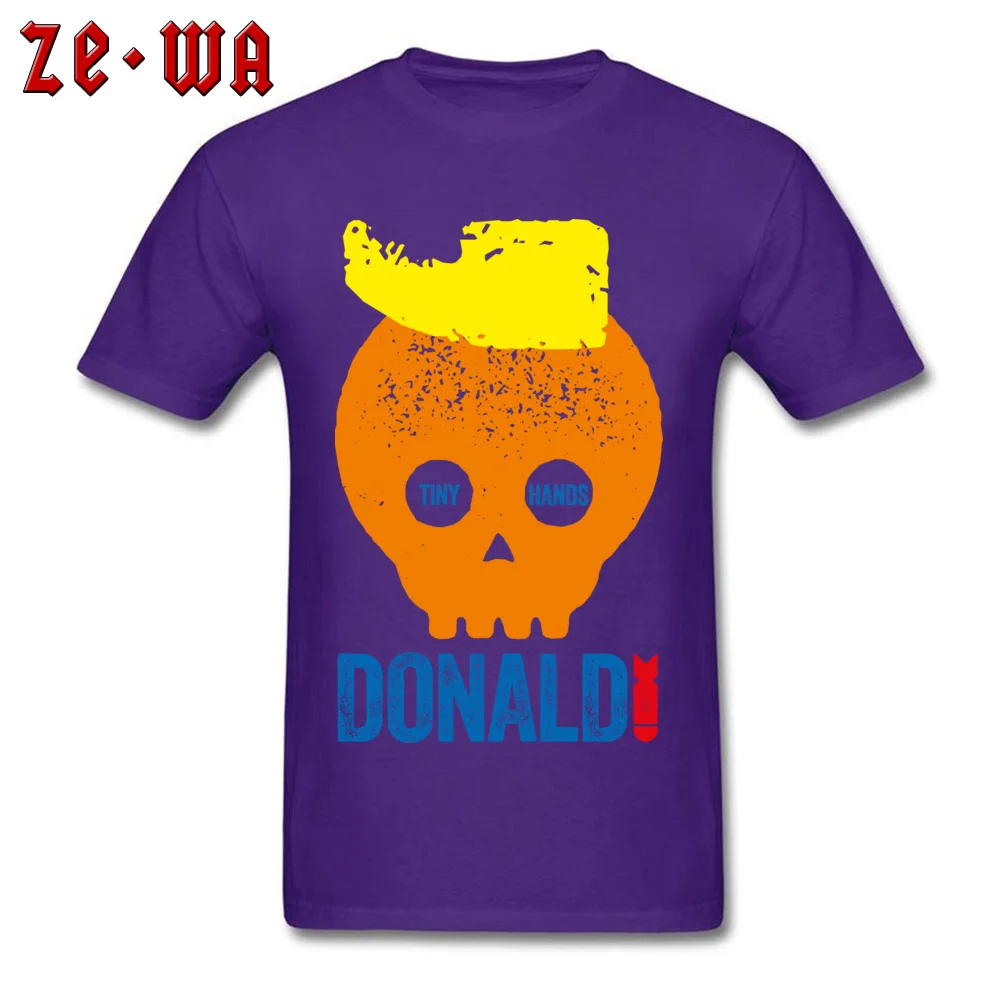 DONALD TRUMP TINY HANDS 100% Cotton T Shirts for Men Short Sleeve Tops Tees Slim Fit April FOOL DAY Round Collar T Shirt Crazy DONALD TRUMP TINY HANDS purple